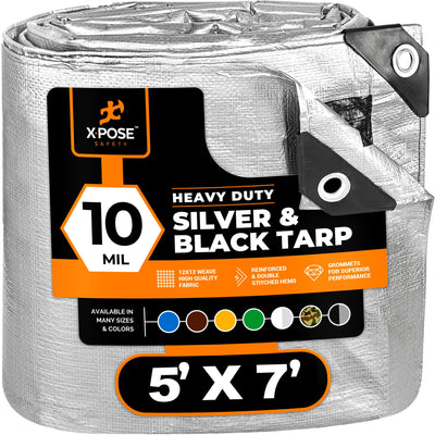 XPOSE SAFETY 5-ft x 7-ft Silver Waterproof Commercial Polyethylene 10-mil Tarp