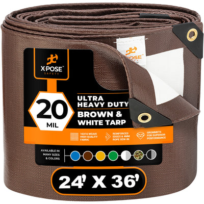 XPOSE SAFETY 24-ft x 36-ft Brown Waterproof Commercial Polyethylene 20-mil Tarp