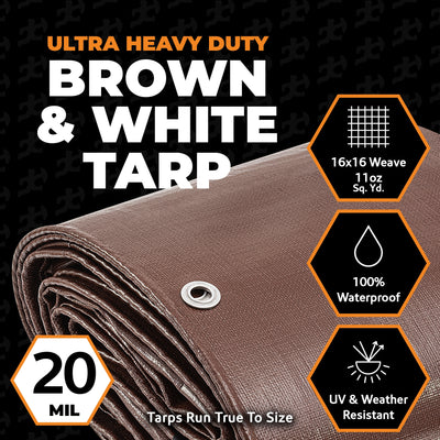 XPOSE SAFETY 12-ft x 16-ft Brown Waterproof Commercial Polyethylene 20-mil Tarp