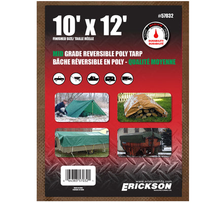 Erickson 10-ft x 12-ft Brown Water Resistant Standard Polyethylene 5.5-mil Tarp