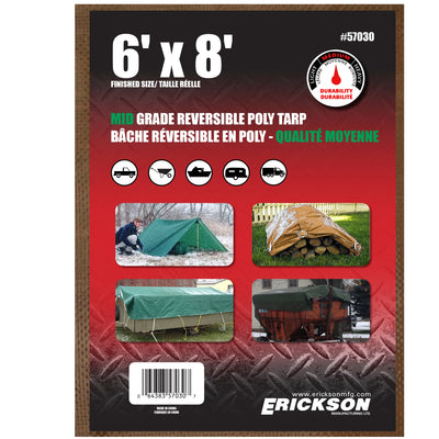 Erickson 8-ft x 12-ft Brown Water Resistant Standard Polyethylene 5.5-mil Tarp