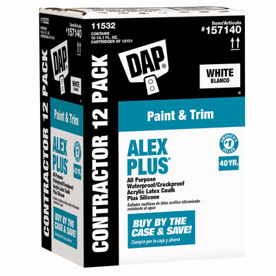 DAP ALEX Plus 12-Pack 10.1-oz White Paintable Latex Caulk