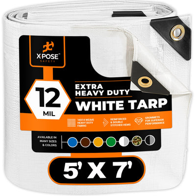 XPOSE SAFETY 5-ft x 7-ft White Waterproof Commercial Polyethylene 12-mil Tarp