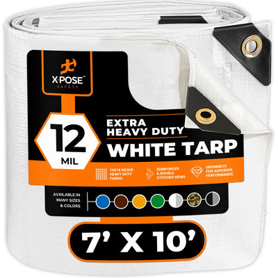 XPOSE SAFETY 7-ft x 10-ft White Waterproof Commercial Polyethylene 12-mil Tarp