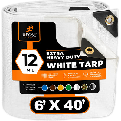 XPOSE SAFETY 6-ft x 40-ft White Waterproof Commercial Polyethylene 12-mil Tarp