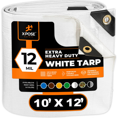 XPOSE SAFETY 10-ft x 12-ft White Waterproof Commercial Polyethylene 12-mil Tarp