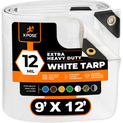 XPOSE SAFETY 9-ft x 12-ft White Waterproof Commercial Polyethylene 12-mil Tarp