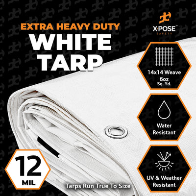 XPOSE SAFETY 10-ft x 12-ft White Waterproof Commercial Polyethylene 12-mil Tarp