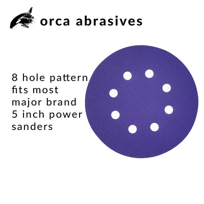 orca abrasives Purple Ceramic Super Fine 1500-Grit Disc Sandpaper 5-in W x 5-in L 50-Pack