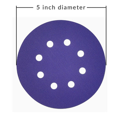 orca abrasives 5 Inch  Hook and Loop Purple Sanding Discs 8 Holes 60 Grit 25 Pack