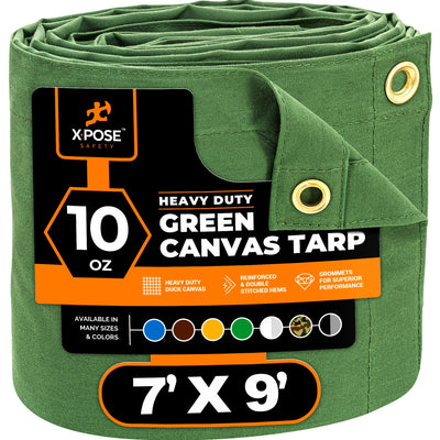 XPOSE SAFETY 7-ft x 9-ft Green Commercial Canvas 14-mil Tarp