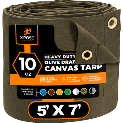 XPOSE SAFETY 5-ft x 7-ft Green Commercial Canvas 14-mil Tarp