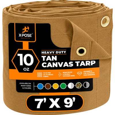 XPOSE SAFETY 7-ft x 9-ft Brown Commercial Canvas 14-mil Tarp