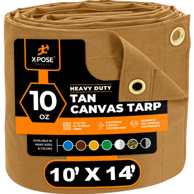 XPOSE SAFETY 10-ft x 14-ft Brown Commercial Canvas 14-mil Tarp