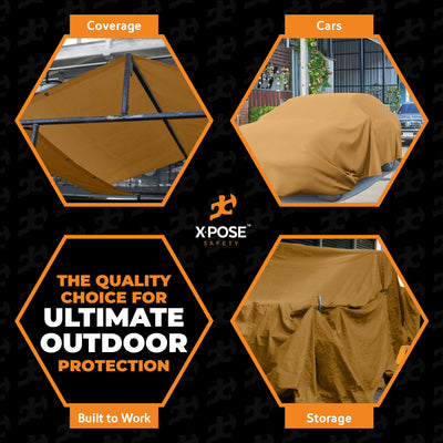 XPOSE SAFETY 8-ft x 12-ft Brown Commercial Canvas 14-mil Tarp