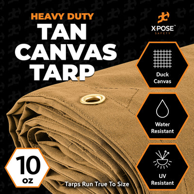 XPOSE SAFETY 8-ft x 12-ft Brown Commercial Canvas 14-mil Tarp