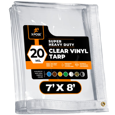 XPOSE SAFETY 7-ft x 8-ft White Waterproof Commercial Vinyl 20-mil Tarp