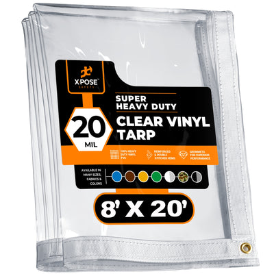 XPOSE SAFETY 8-ft x 20-ft White Waterproof Commercial Vinyl 20-mil Tarp