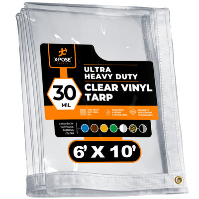 XPOSE SAFETY 6-ft x 10-ft White Waterproof Commercial Vinyl 30-mil Tarp