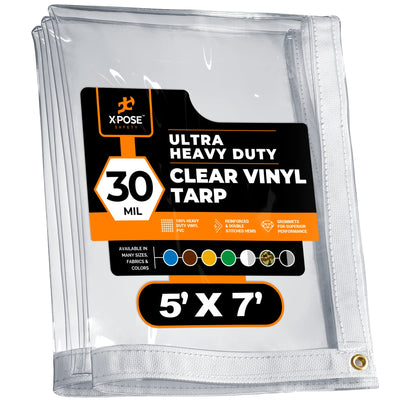 XPOSE SAFETY 5-ft x 7-ft White Waterproof Commercial Vinyl 20-mil Tarp