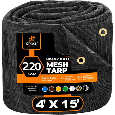 XPOSE SAFETY 4-ft x 15-ft Black Commercial Polyethylene 14-mil Tarp