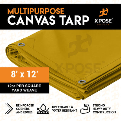 XPOSE SAFETY 8-ft x 12-ft Brown Waterproof Commercial Canvas 14-mil Tarp