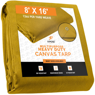 XPOSE SAFETY 8-ft x 16-ft Brown Commercial Canvas 14-mil Tarp