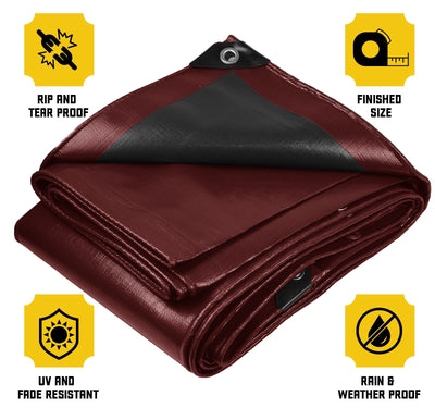 Core Tarps 40-ft x 40-ft Maroon Waterproof Commercial Polyethylene 20-mil Tarp