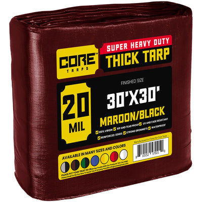 Core Tarps 30-ft x 30-ft Maroon Waterproof Commercial Polyethylene 20-mil Tarp