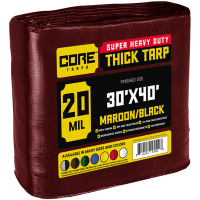 Core Tarps 30-ft x 40-ft Maroon Waterproof Commercial Polyethylene 20-mil Tarp