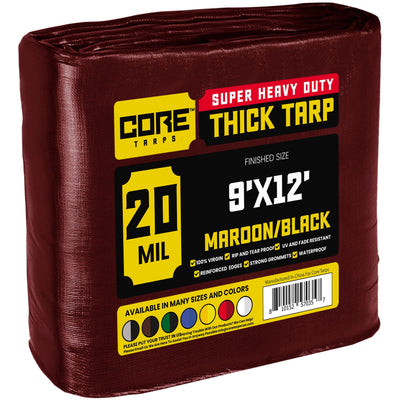 Core Tarps 9-ft x 12-ft Maroon Waterproof Commercial Polyethylene 20-mil Tarp