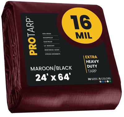 PROTARP 24-ft x 64-ft Maroon Waterproof Commercial Polyethylene 16-mil Tarp