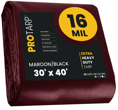 PROTARP 30-ft x 40-ft Maroon Waterproof Commercial Polyethylene 16-mil Tarp