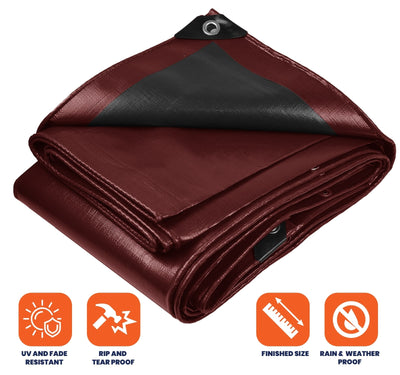 Tarpco Safety 9-ft x 12-ft Maroon Waterproof Commercial Polyethylene 14-mil Tarp