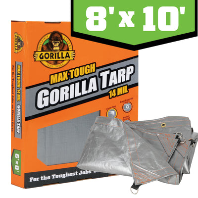 Gorilla 10-ft x 8-ft Silver Water Resistant Commercial Polyethylene 14-mil Tarp