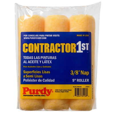 Purdy Contractor 1st 3-Pack 9-in x 3/8-in Nap Knit Polyester Paint Roller Cover