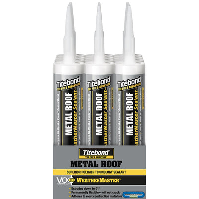 Titebond WeatherMaster Metal Roof 12-Pack 9.5-oz Silver 62611 Paintable Advanced Sealant Caulk