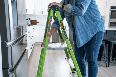 Little Giant Ladders Ultra 2-Step 300-lb Capacity Green Fiberglass Foldable Step Stool