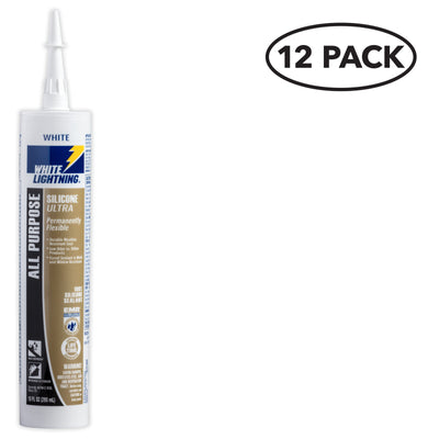 White Lightning Silicone Ultra 12-Pack 10-oz White Silicone Caulk