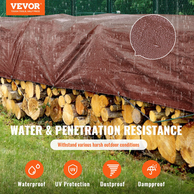 VEVOR 12-ft x 10-ft Brown Waterproof Standard Polyethylene 16-mil Tarp