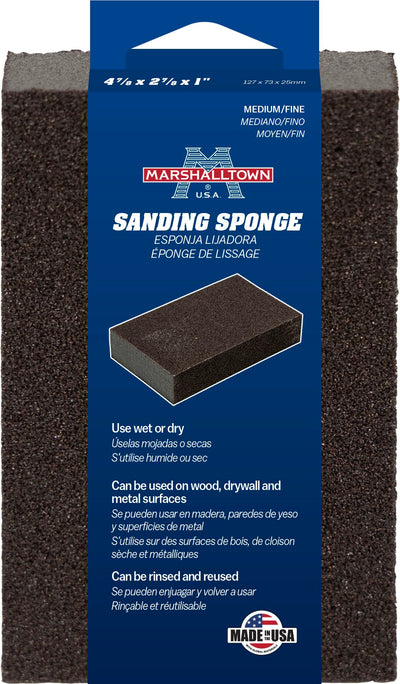 Marshalltown Sanding Sponge Dual Grit Medium/Fine Grit Medium Multi-grade Pack Grit Sanding Block 2.88-in x 4.88-in