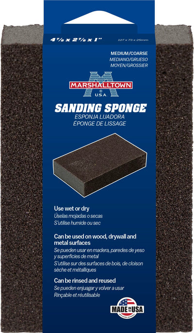 Marshalltown Sanding Sponge Dual Grit Medium/Coarse Grit Medium Multi-grade Pack Grit Sanding Block 2.88-in x 4.88-in