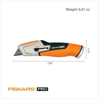 Fiskars PRO 0.6Mm 1-Blade Retractable Utility Knife with On Tool Blade Storage