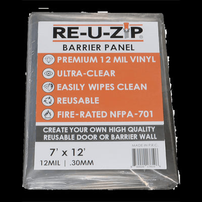 RE-U-ZIP™ Re-useable Dust Barrier Panel, Ultra-Clear & Fire-Rated, 7x12ft (215x365cm)